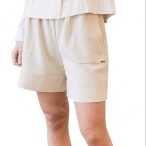 Cozy Earth coastal comfort tan shorts women’s large NEW linen scandi girl